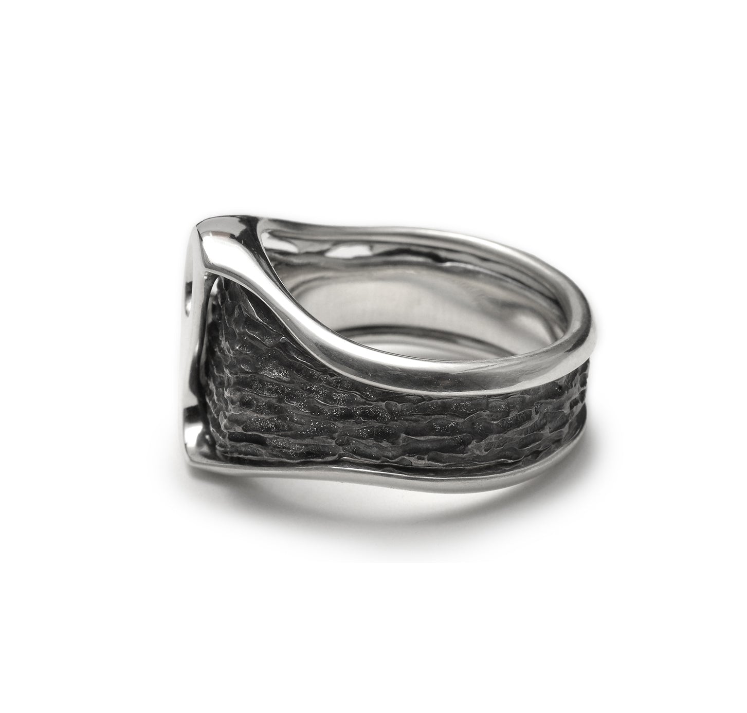 fusion - oval sterling silver combination signet ring - Avant Gardist