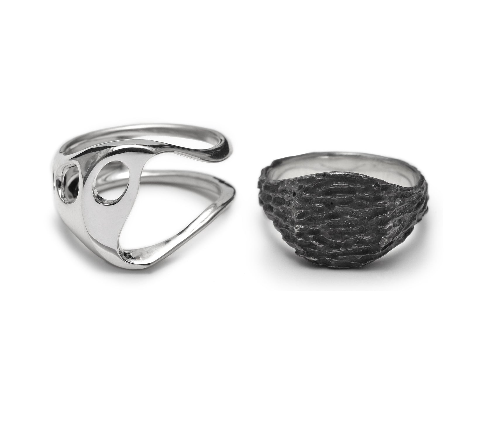 fusion - oval sterling silver combination signet ring - Avant Gardist