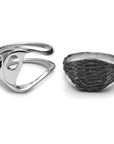fusion - oval sterling silver combination signet ring - Avant Gardist