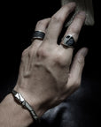 fusion - oval sterling silver combination signet ring - Avant Gardist
