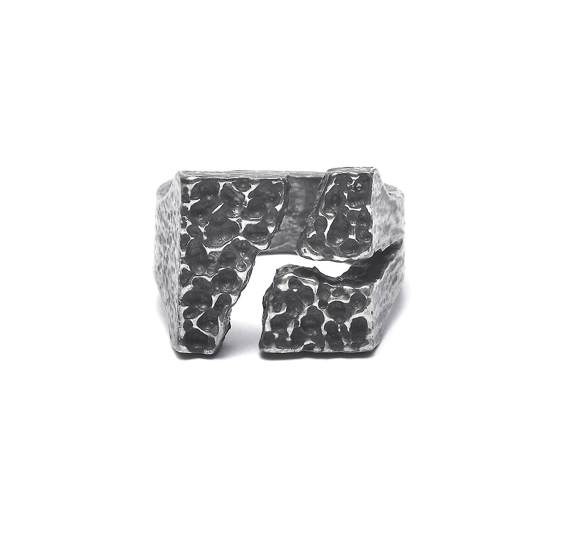 weathering - Square sterling silver signet ring - Avant Gardist