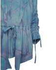Two-Piece Drawstring Printed Stand Collar Shirt