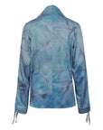 Two-Piece Drawstring Printed Stand Collar Shirt
