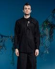 Deconstructed Lapel Hollow-Out Shirt