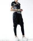 Tops - Black Circle Applique Overlapped on Mesh