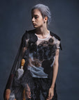Tops - Black Circle Applique Overlapped on Mesh