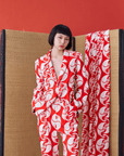 Japanese Crest White Crane Print Suit Jacket - Avant Gardist