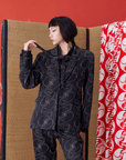 Japanese Crest White Crane Print Suit Jacket - Avant Gardist