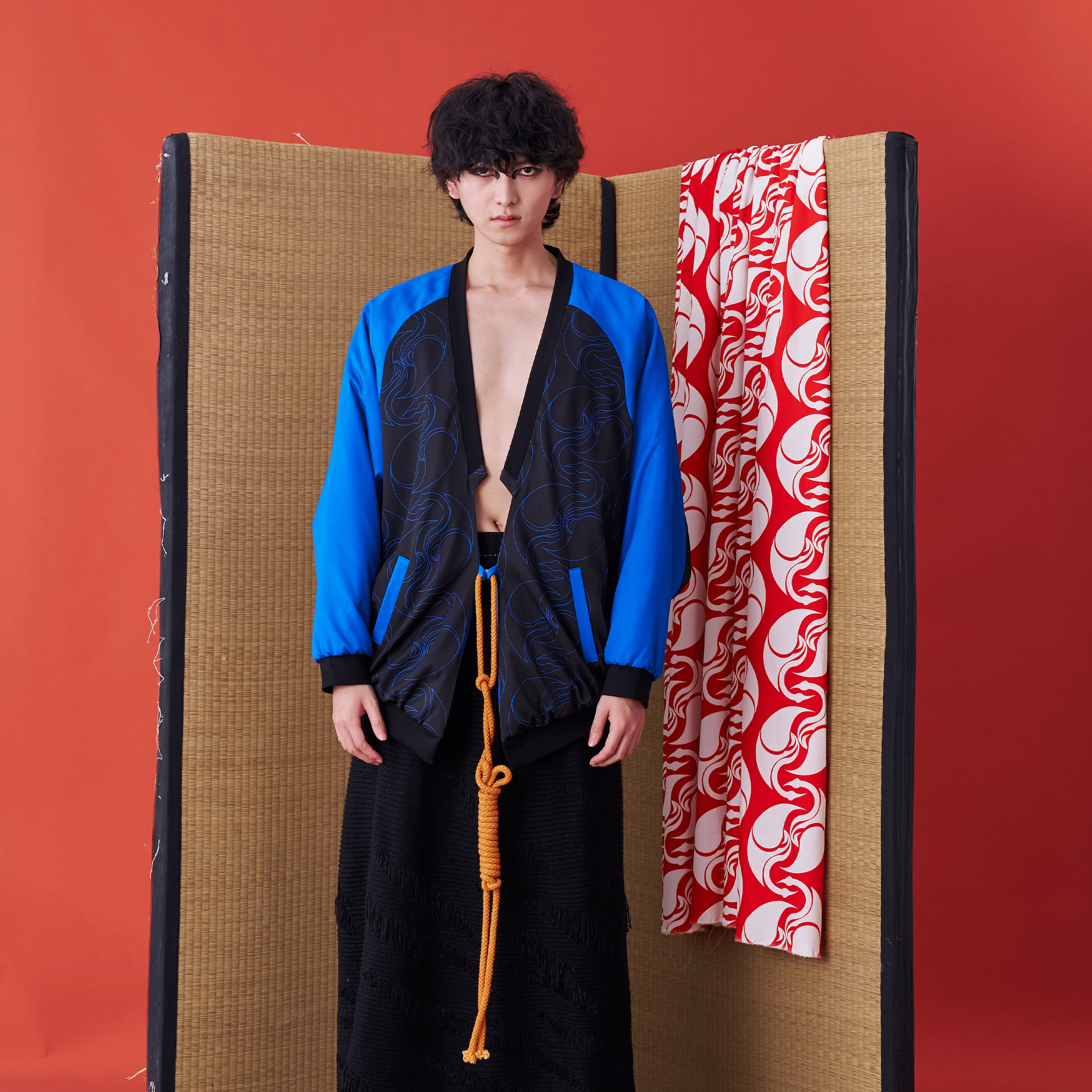 Deconstructed Japanese Kimono-inspired Baseball Jacket - Avant Gardist