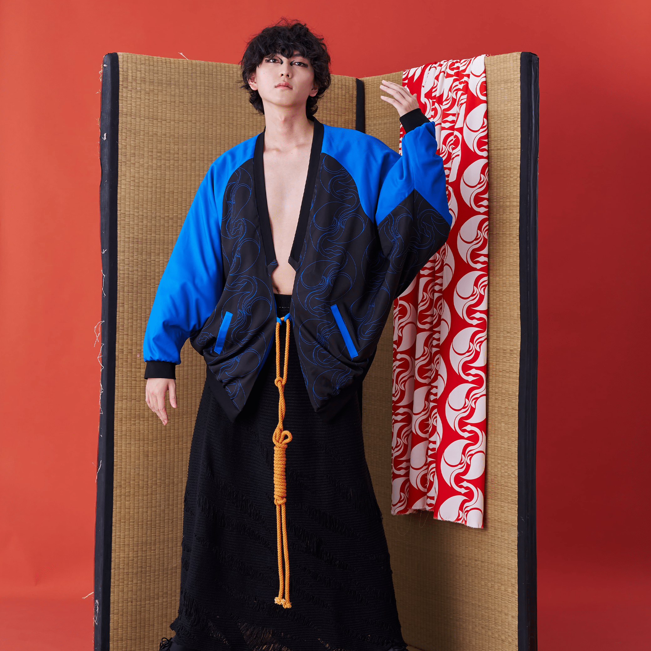 Deconstructed Japanese Kimono-inspired Baseball Jacket - Avant Gardist