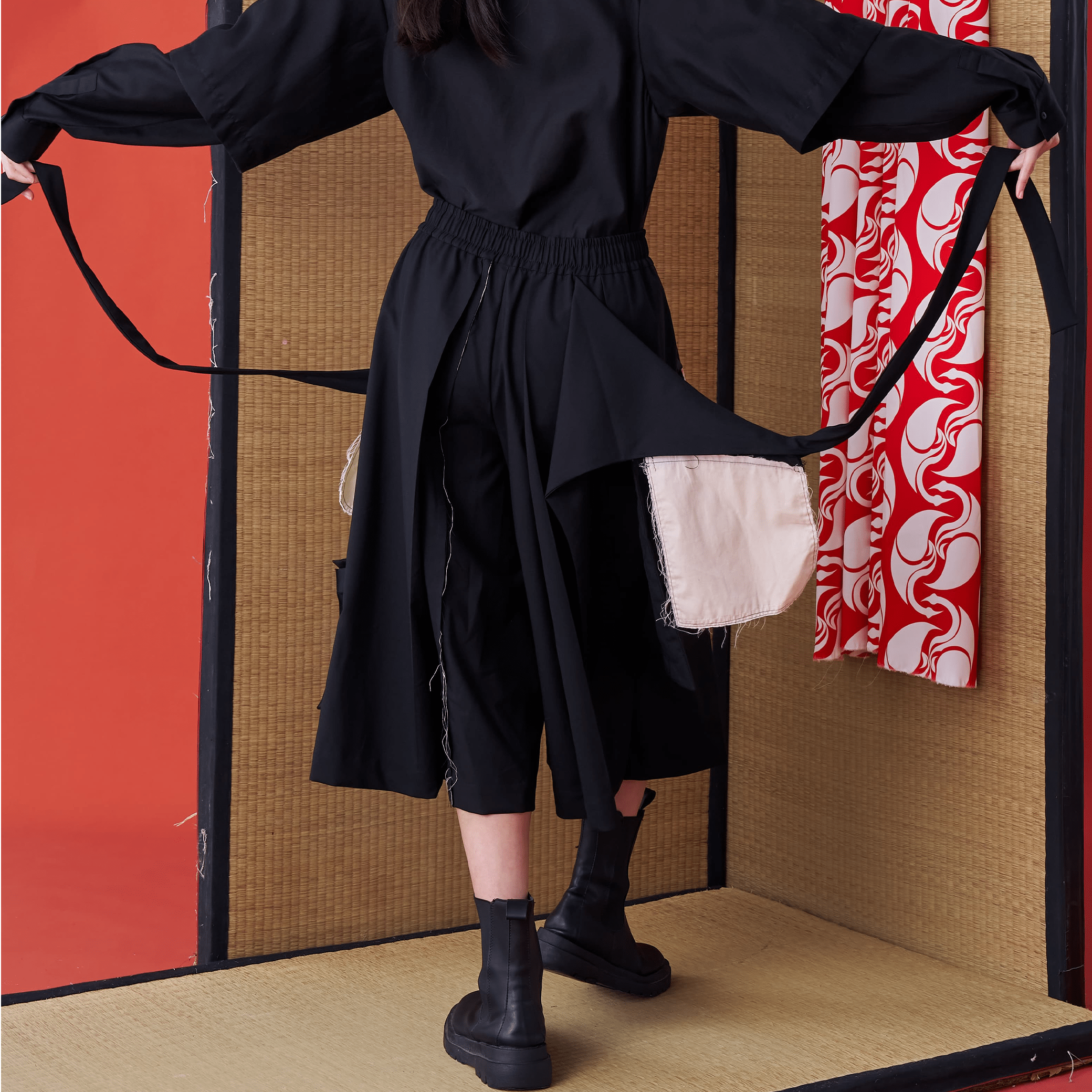 Multilayered deconstructed Japanese-style wide shorts - Avant Gardist