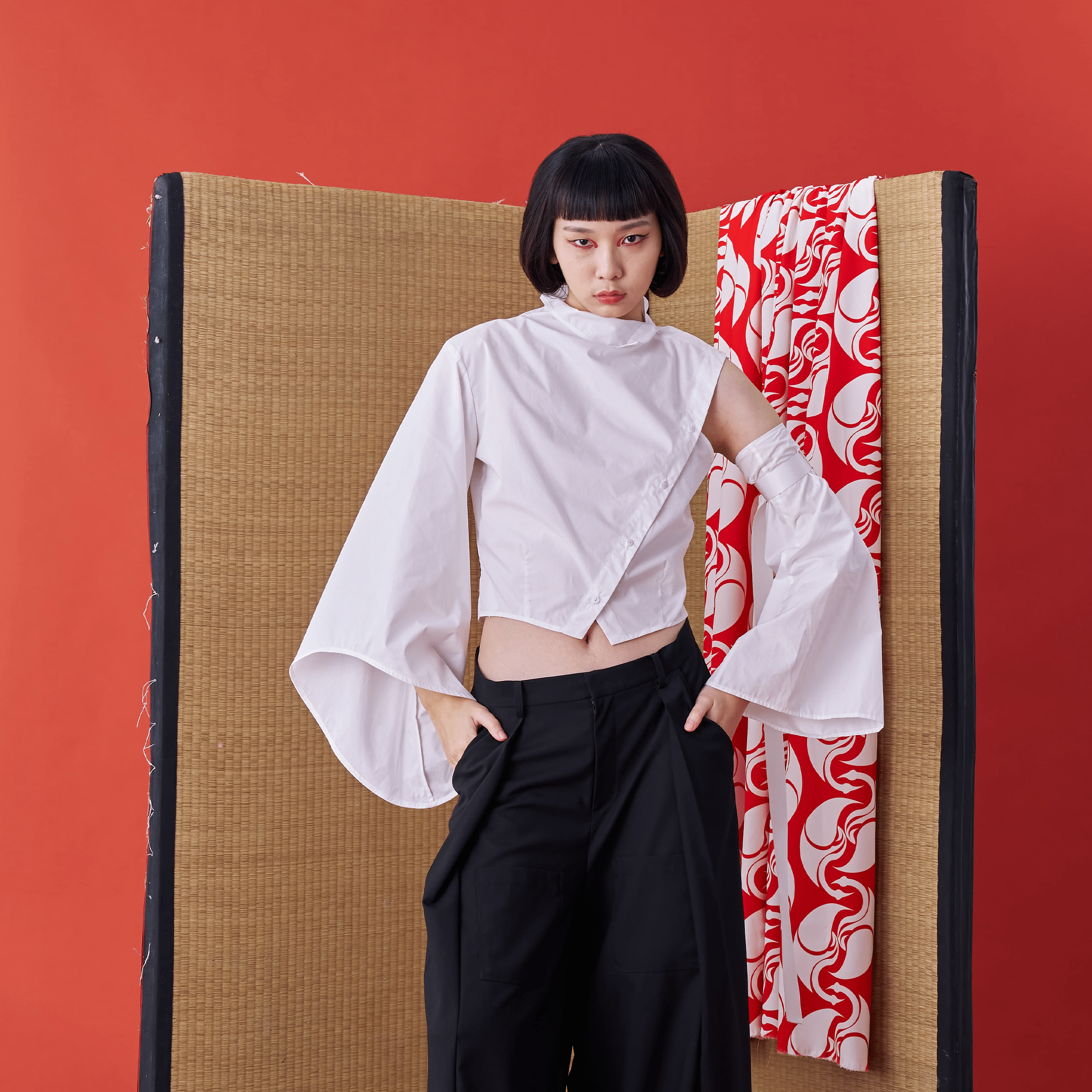 Deconstructed Short-Sleeve Shirt with Faux Front Placket - Avant Gardist