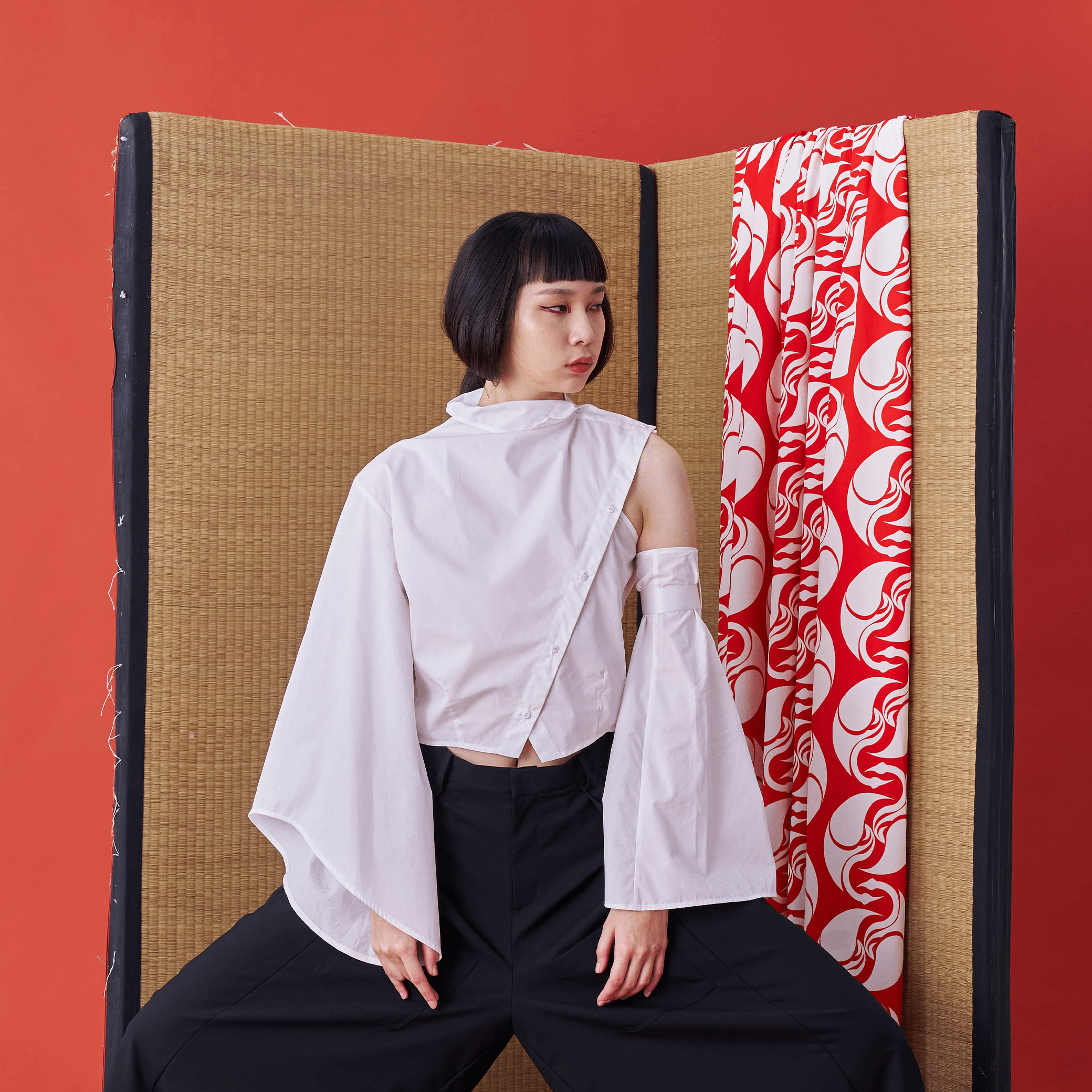 Deconstructed Short-Sleeve Shirt with Faux Front Placket - Avant Gardist