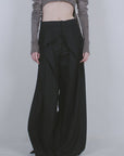 Black Wool Buttoned Trousers