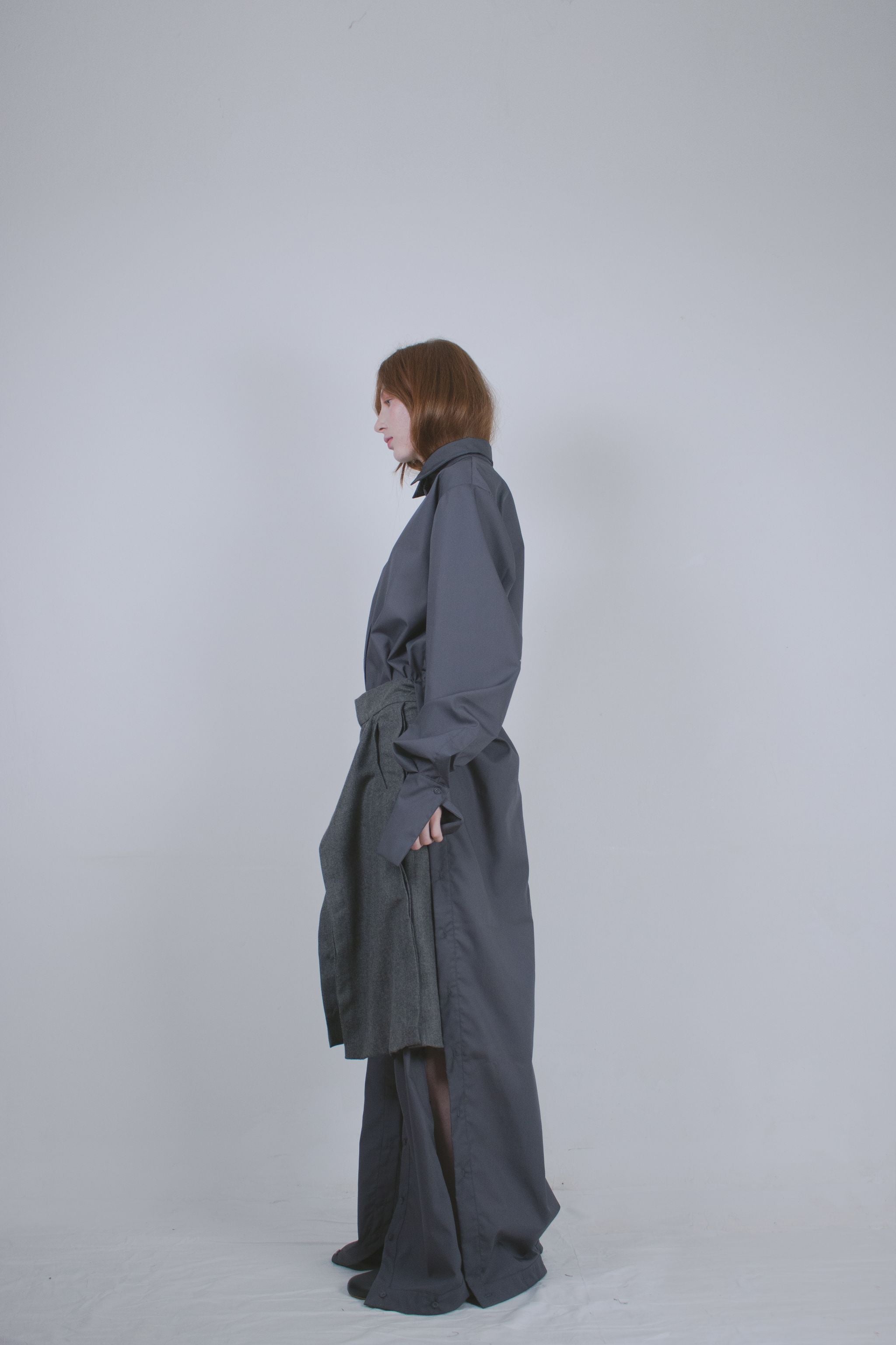 Grey Wool Buttoned Culottes