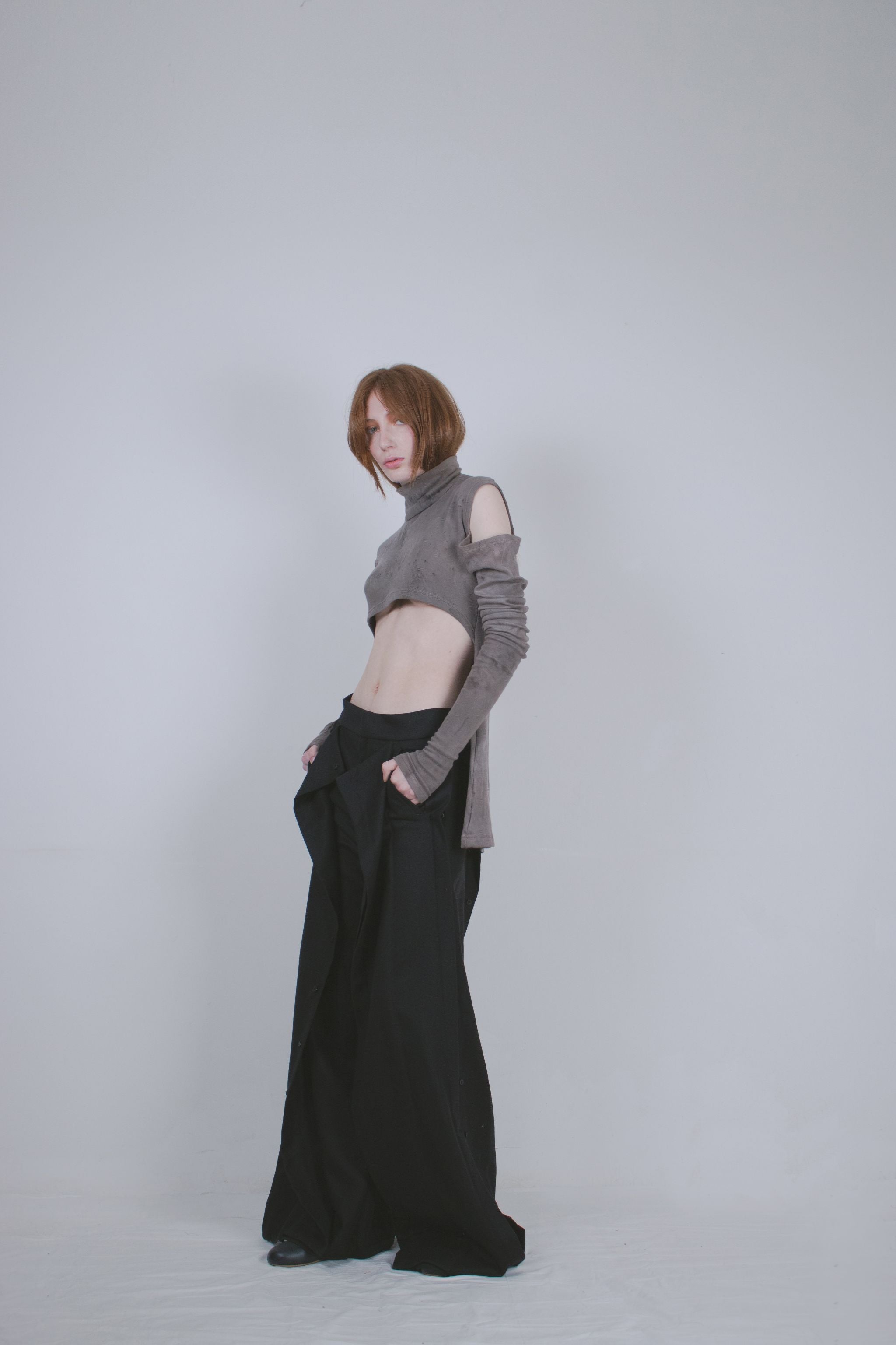 Black Wool Buttoned Trousers