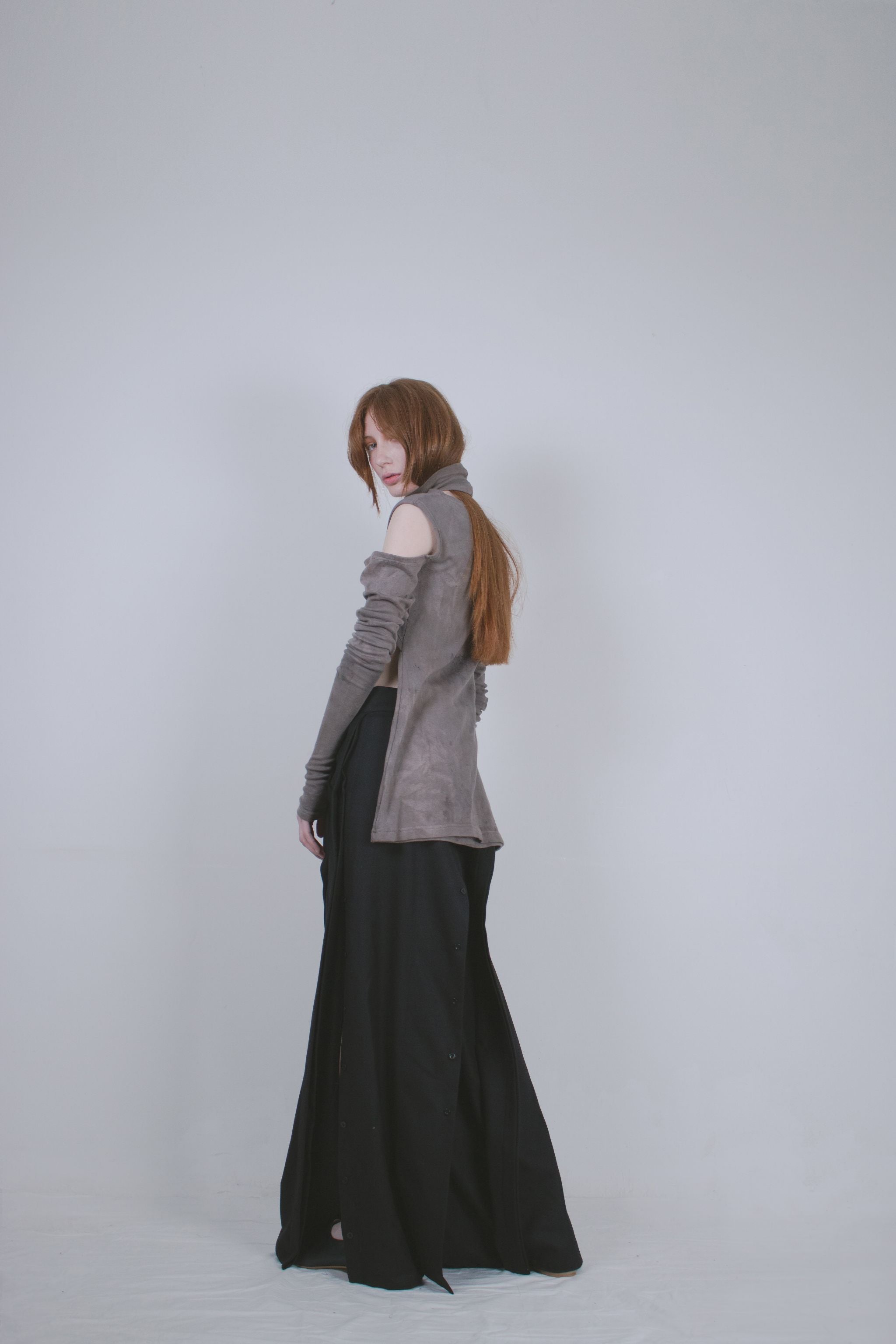 Black Wool Buttoned Trousers