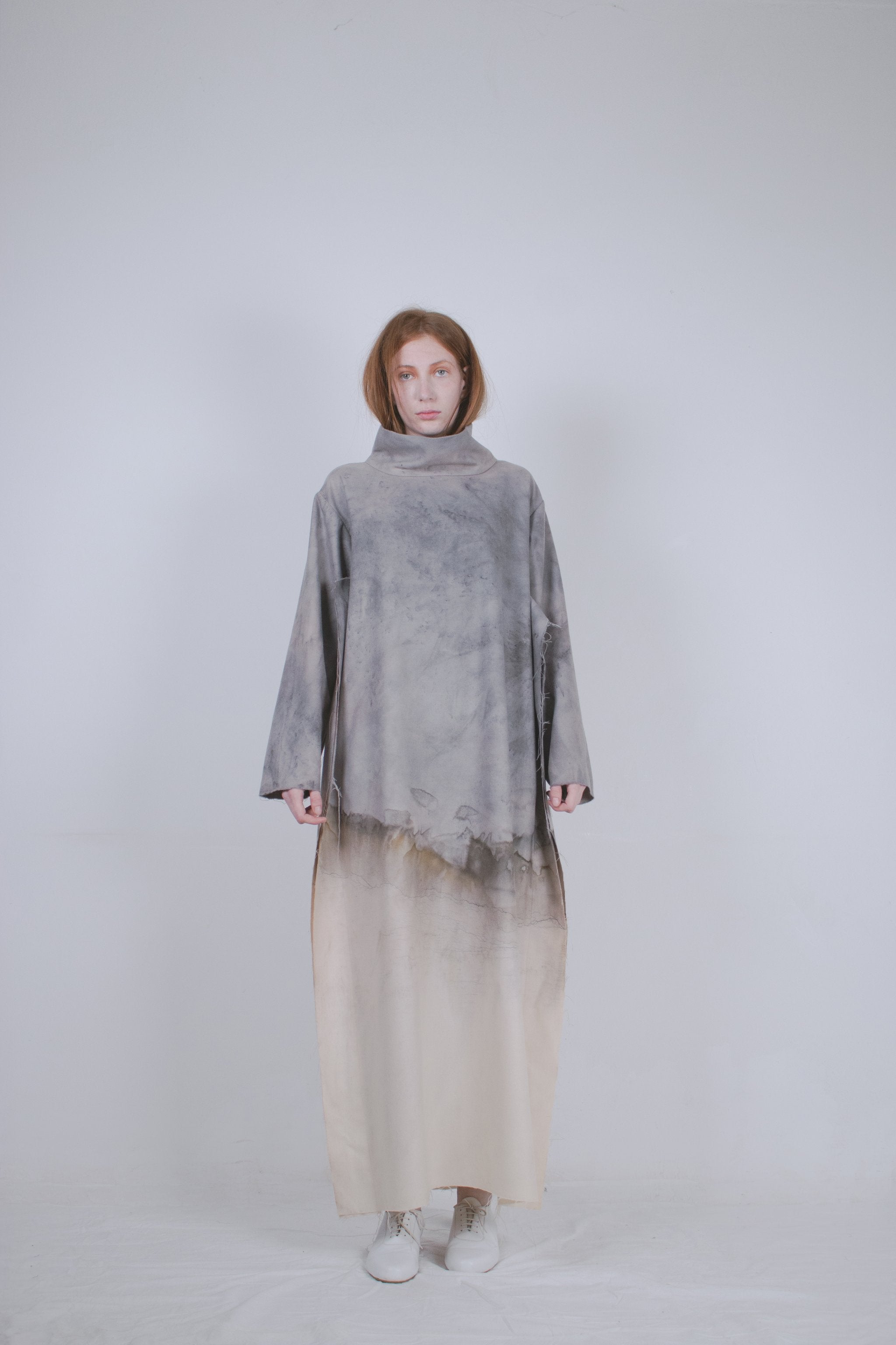 oversized wool dress AWARE Chunky Cable Knit oversized Sweater Dress in cream-White