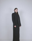 Black Wool Tailored Coat with Scarf