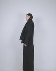 Black Wool Tailored Coat with Scarf