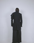 Black Wool Tailored Jacket with Scarf
