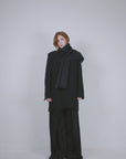 Black Wool Tailored Jacket with Scarf
