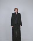 Black Wool Tailored Jacket with Scarf