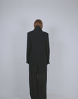 Black Wool Tailored Jacket with Scarf
