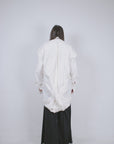 Elongated White Dual Cotton Shirt