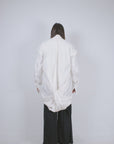Elongated White Dual Cotton Shirt