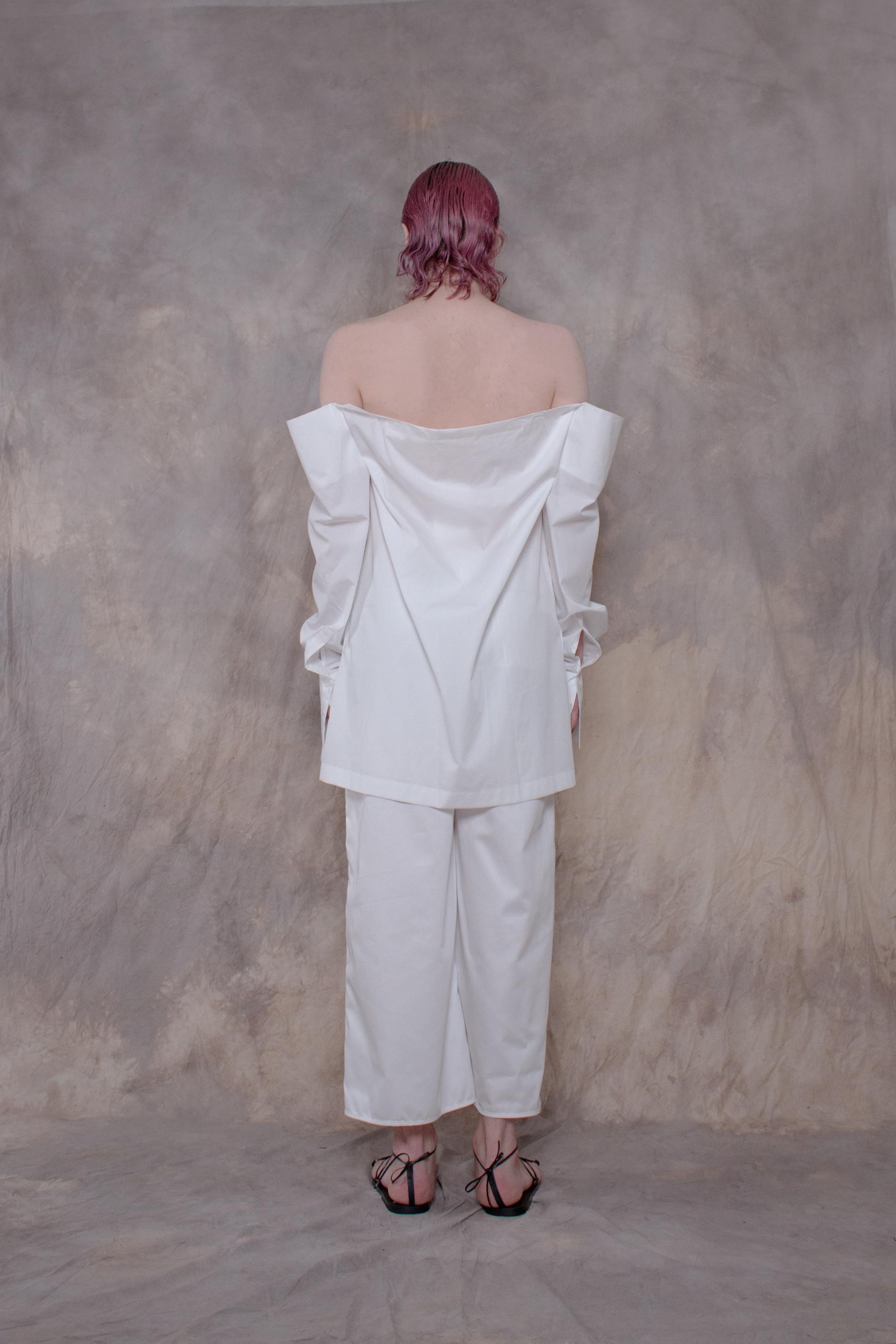 Cropped White Cotton Shirt - Avant Gardist