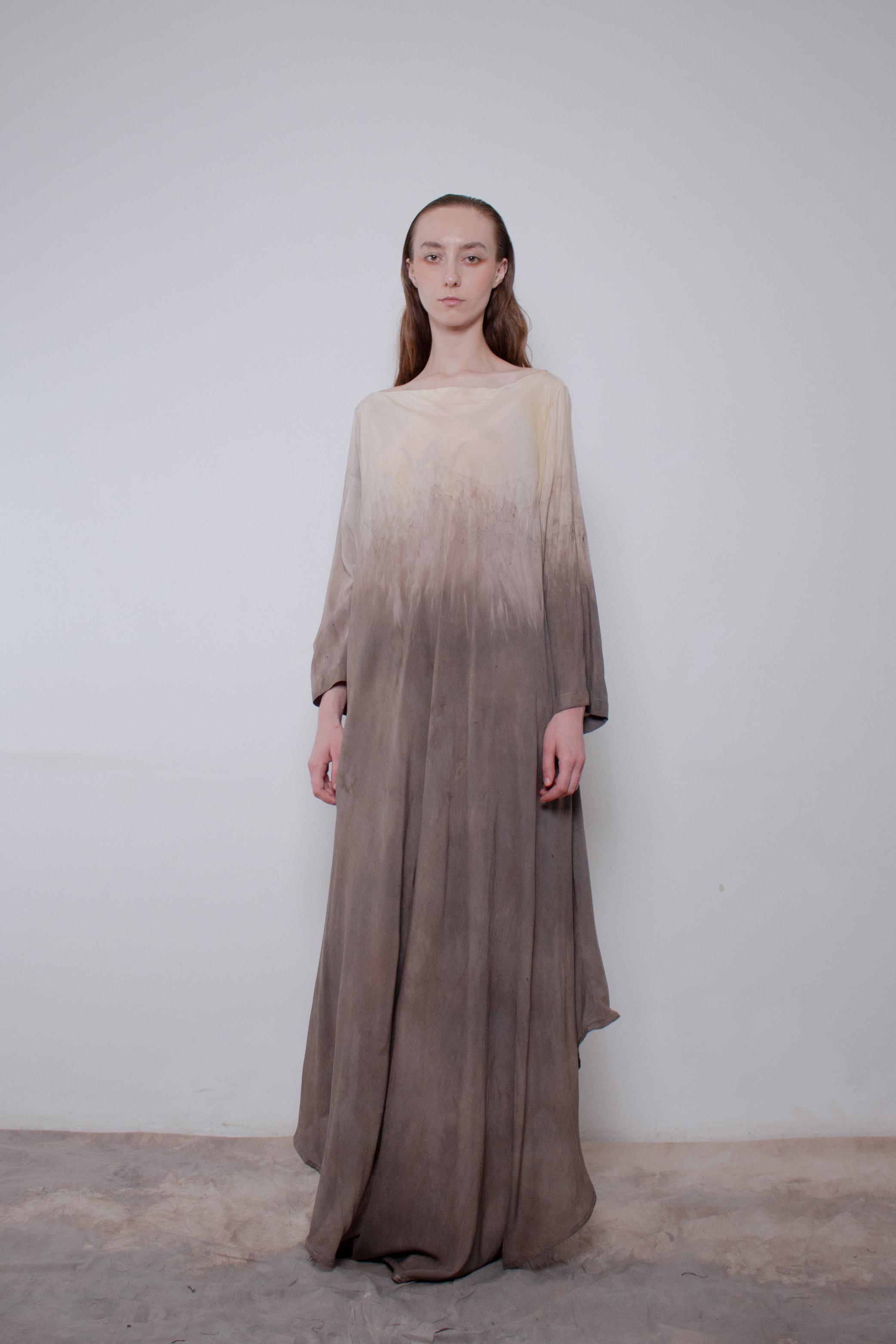 Naturally Dyed Dark Cotton Voile Dress - Avant Gardist