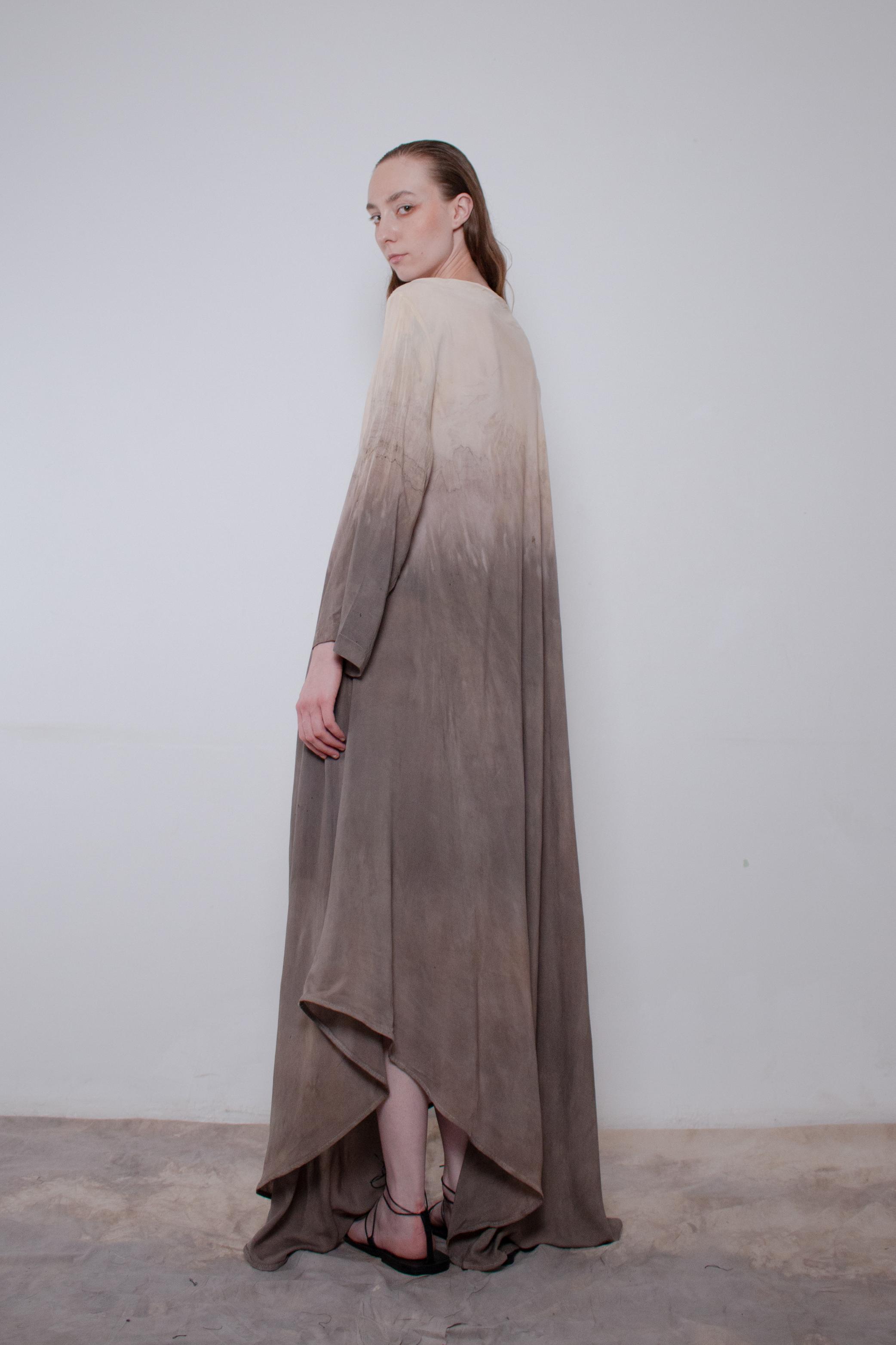Naturally Dyed Dark Cotton Voile Dress - Avant Gardist
