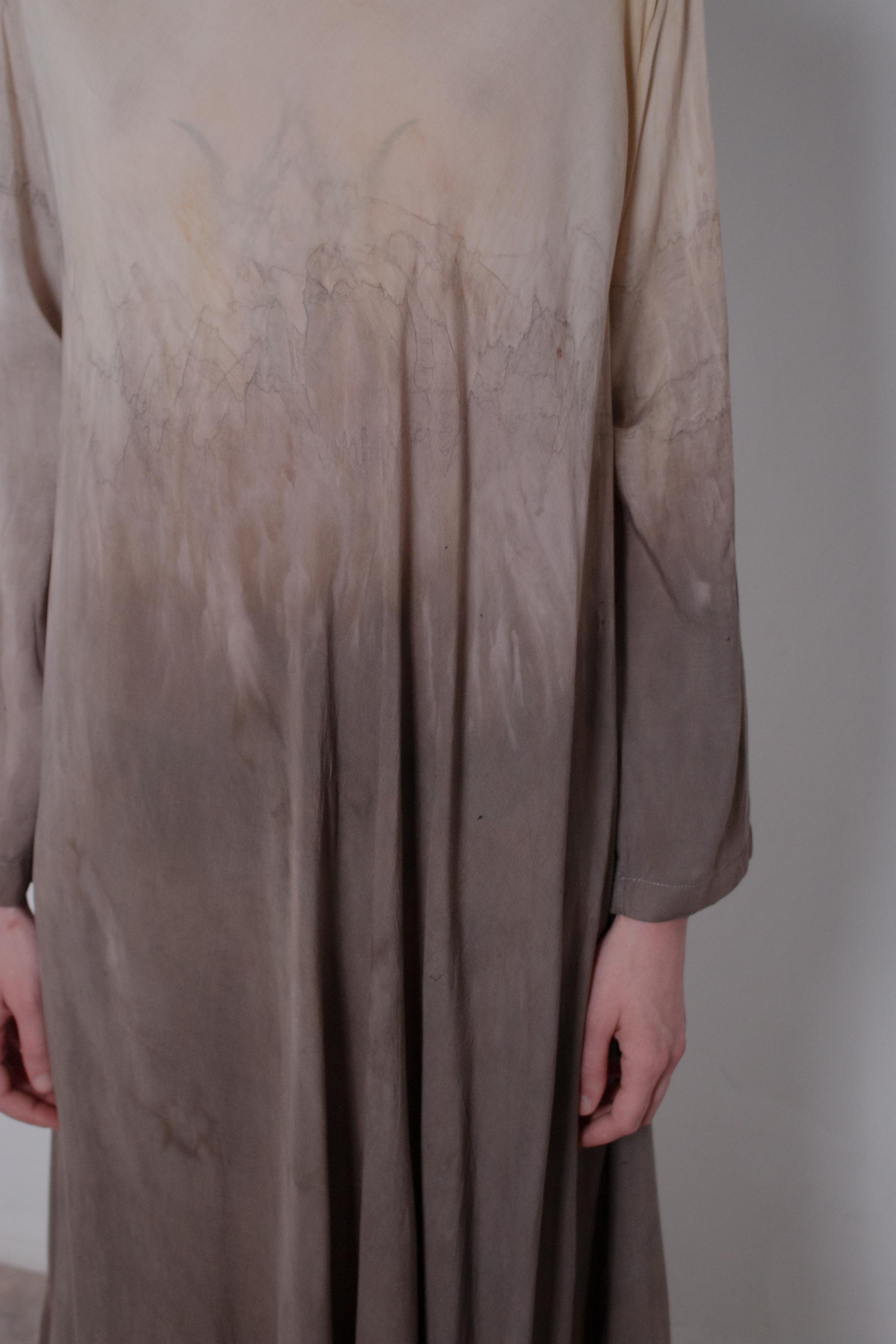 Naturally Dyed Dark Cotton Voile Dress - Avant Gardist