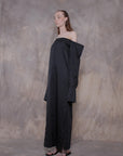 Elongated Cropped Black Cotton Shirt - Avant Gardist