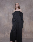 Elongated Cropped Black Cotton Shirt - Avant Gardist