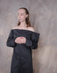 Elongated Cropped Black Cotton Shirt - Avant Gardist