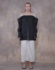 Cropped Black Cotton Shirt