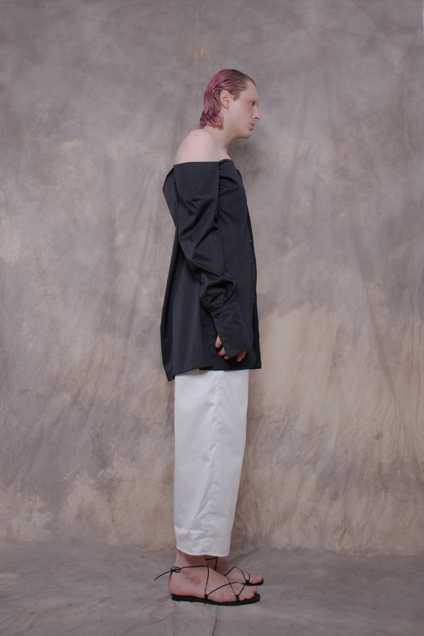 Cropped Black Cotton Shirt - Avant Gardist