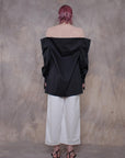 Cropped Black Cotton Shirt