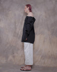 Cropped Black Cotton Shirt