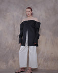 Cropped Black Cotton Shirt