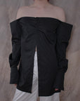 Cropped Black Cotton Shirt