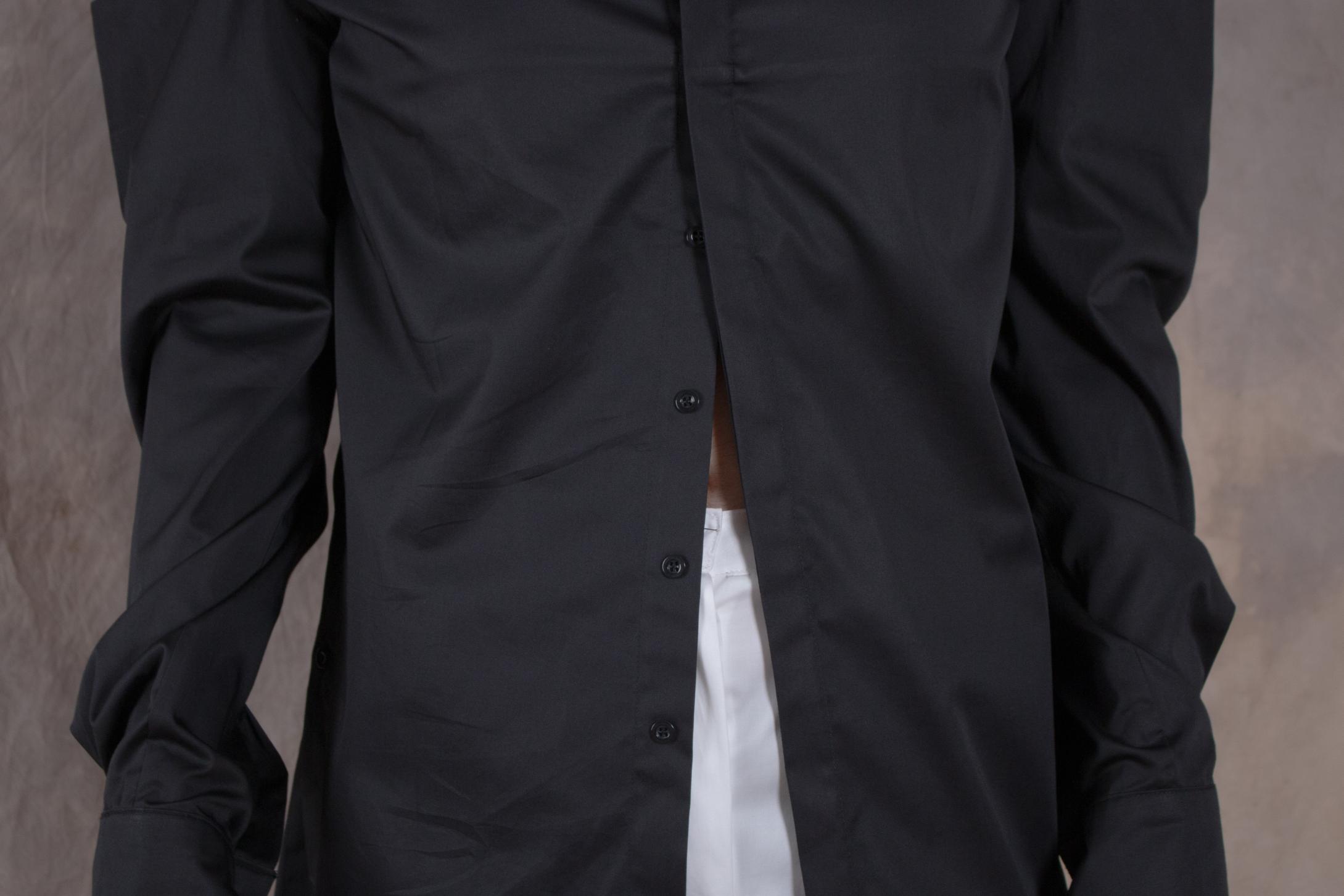 Cropped Black Cotton Shirt