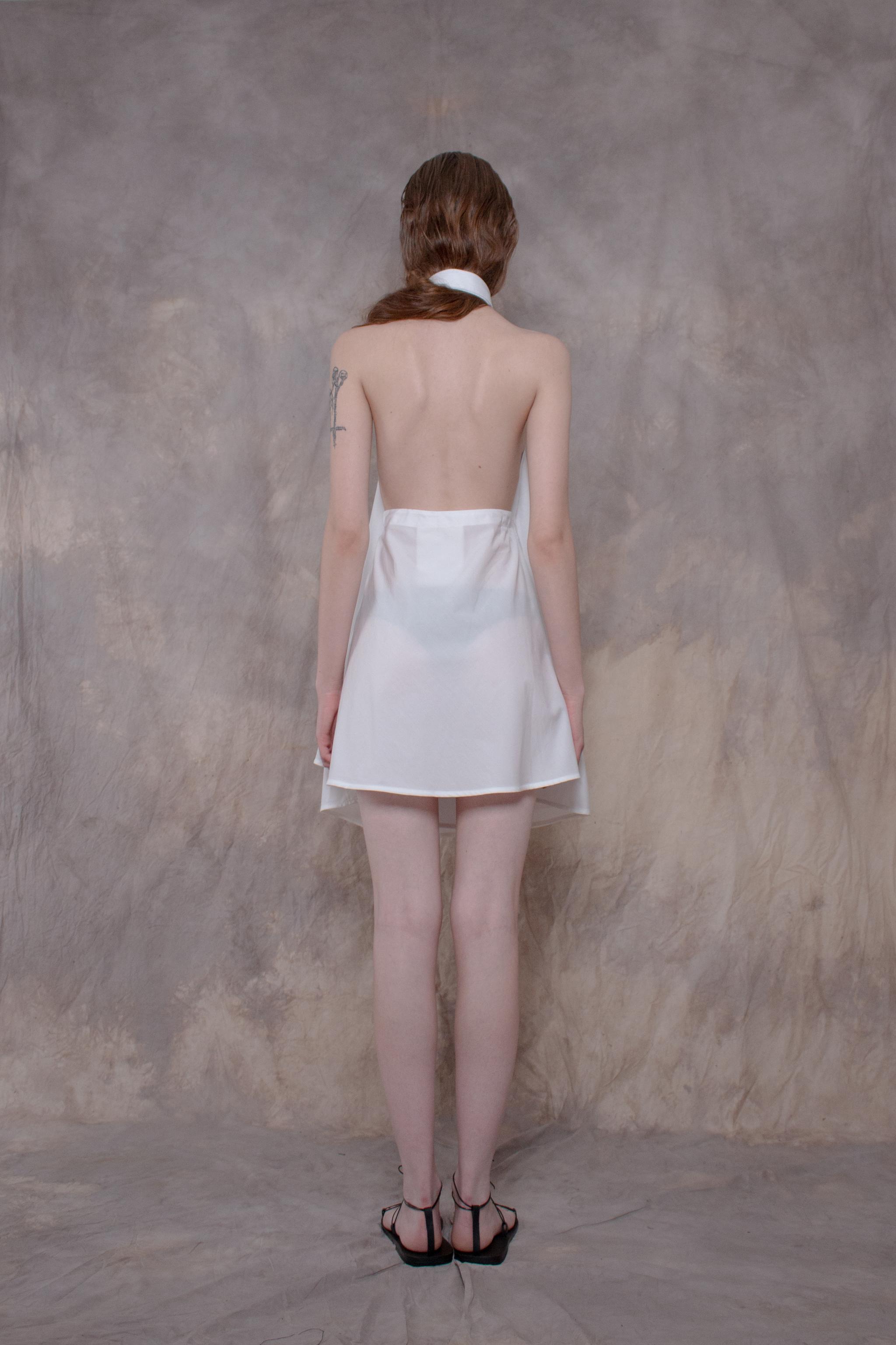 Backless White Cotton Shirt - Avant Gardist