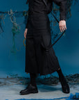 Single-Leg Deconstructed Japanese Wide Shorts