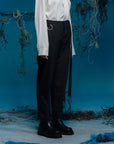 Adjustable Strap Deconstructed Suit Trousers