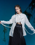 Multi-Layered Lapel Hollow-Out Shirt