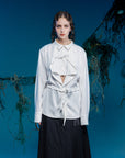 Multi-Layered Lapel Hollow-Out Shirt