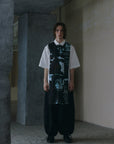Ink Print Patchwork Short - Sleeve Shirt - Avant Gardist